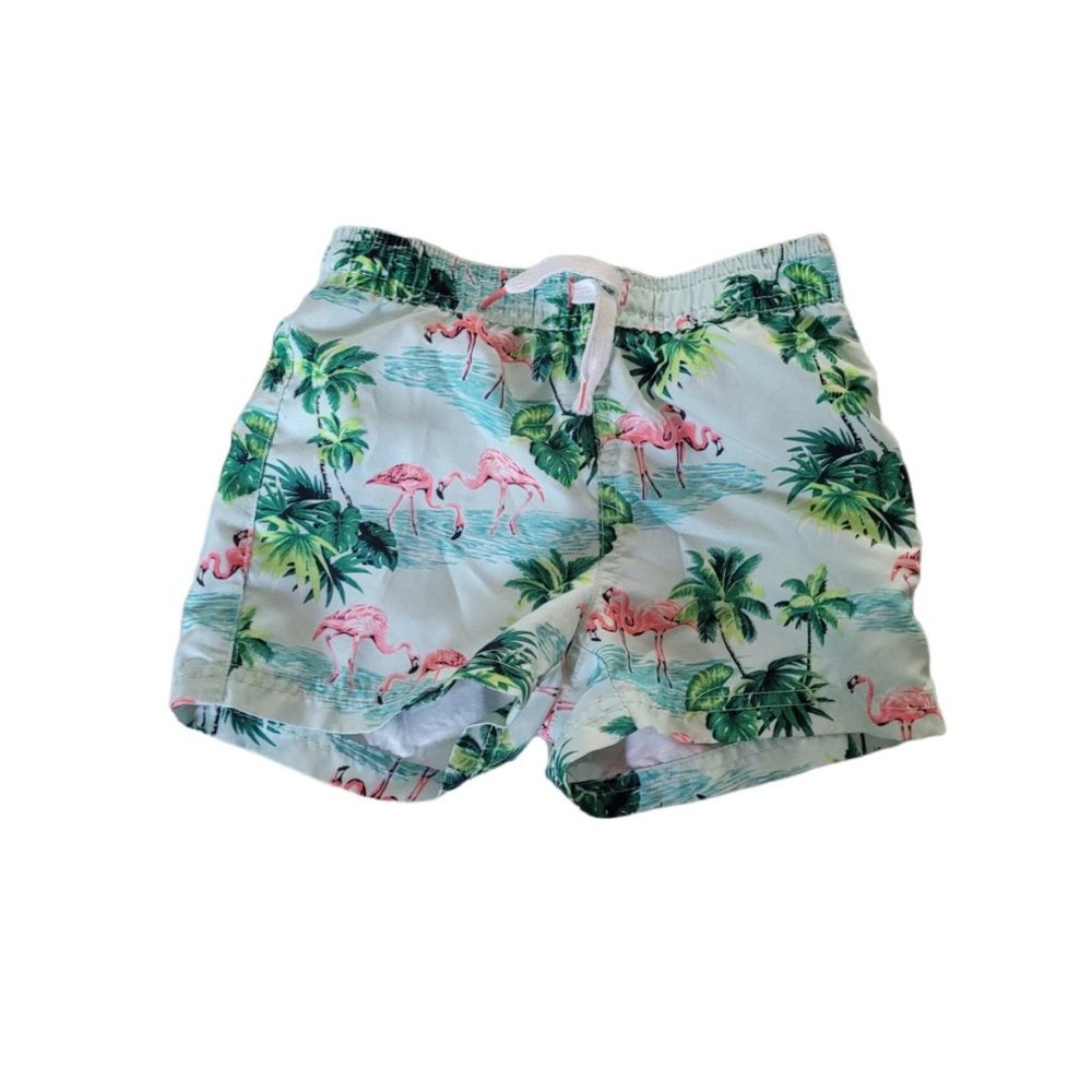 Janie & Jack Flamingo and palm tree Swim Trunks bathing suit 2t